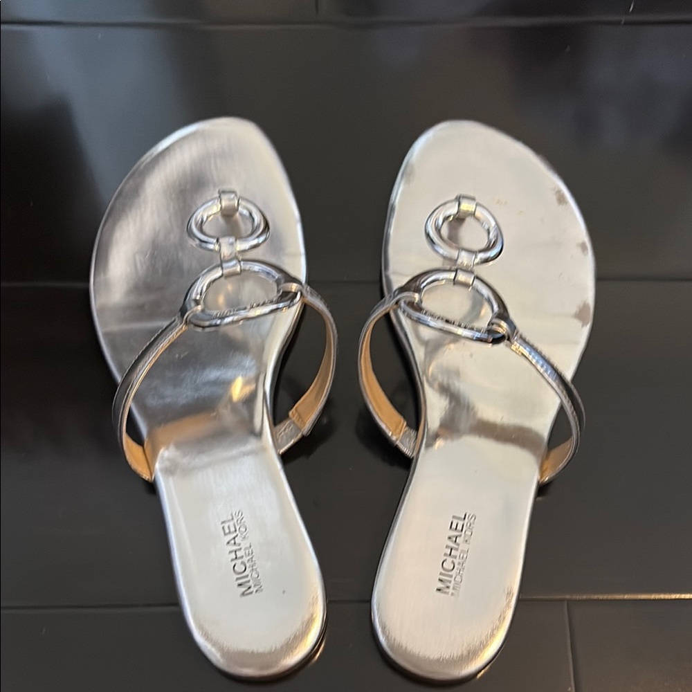 **SOLD**
Michael Kors Silver Sandals with Metallic Rings - Picture 3 of 4